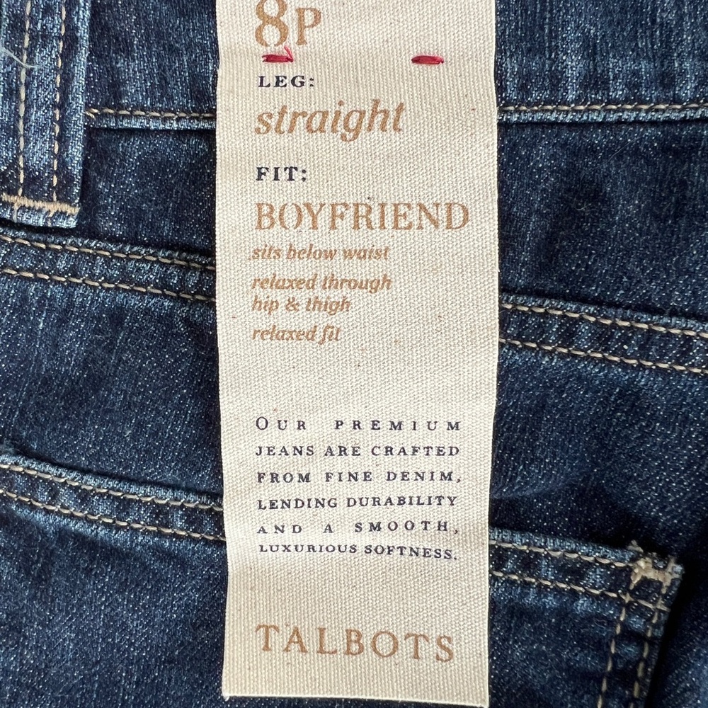 Talbots Women's Cotton Boyfriend Straight Leg Jeans Size 8 Petite NEW - Picture 8 of 12